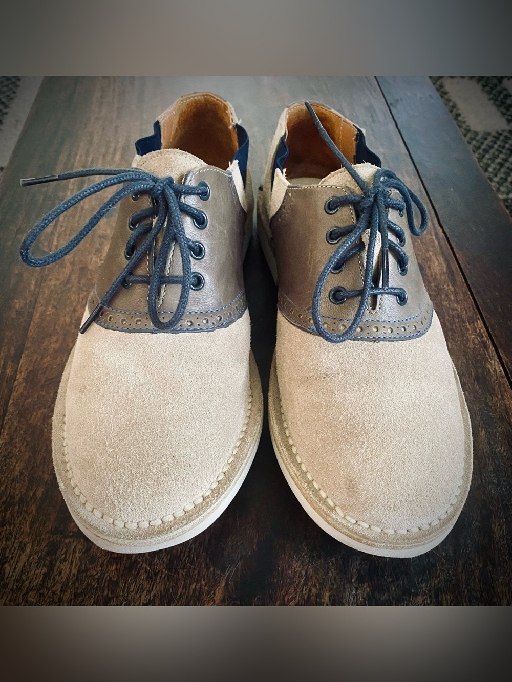 Camper Men's Two-Tone Suede Lace-Up Shoes in Beige and Dark brown